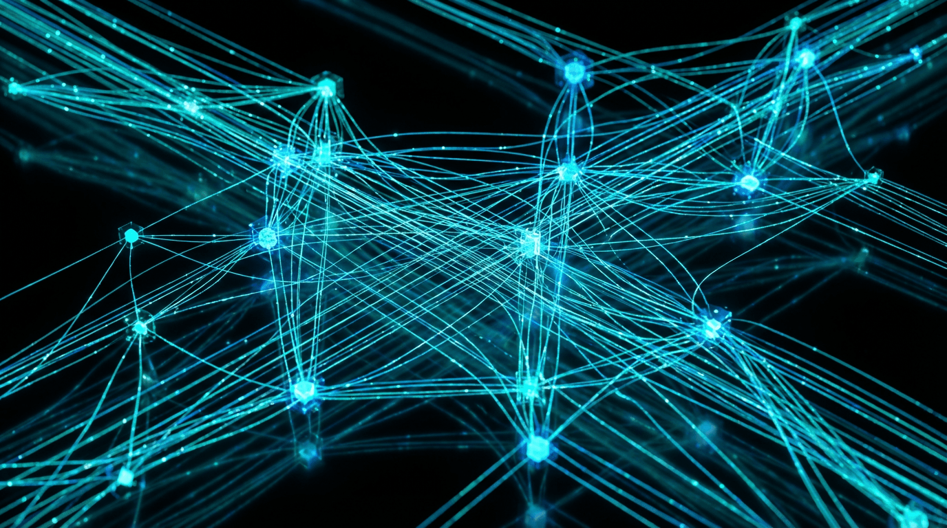 Abstract glowing network representing centralized data